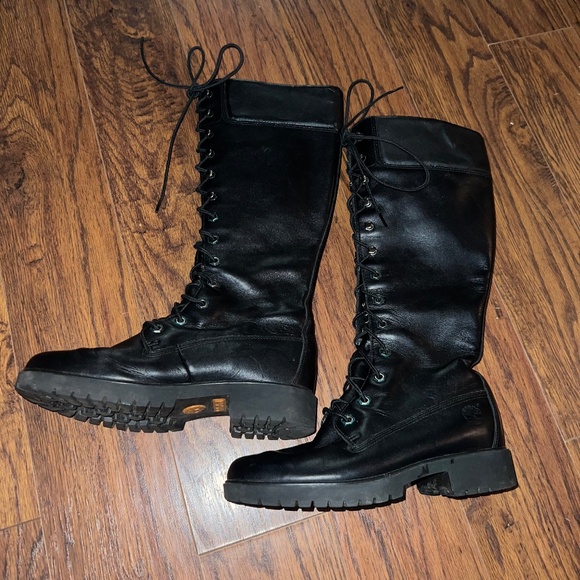 Timberland lace-up combat Black Leather Boots - Picture 1 of 12